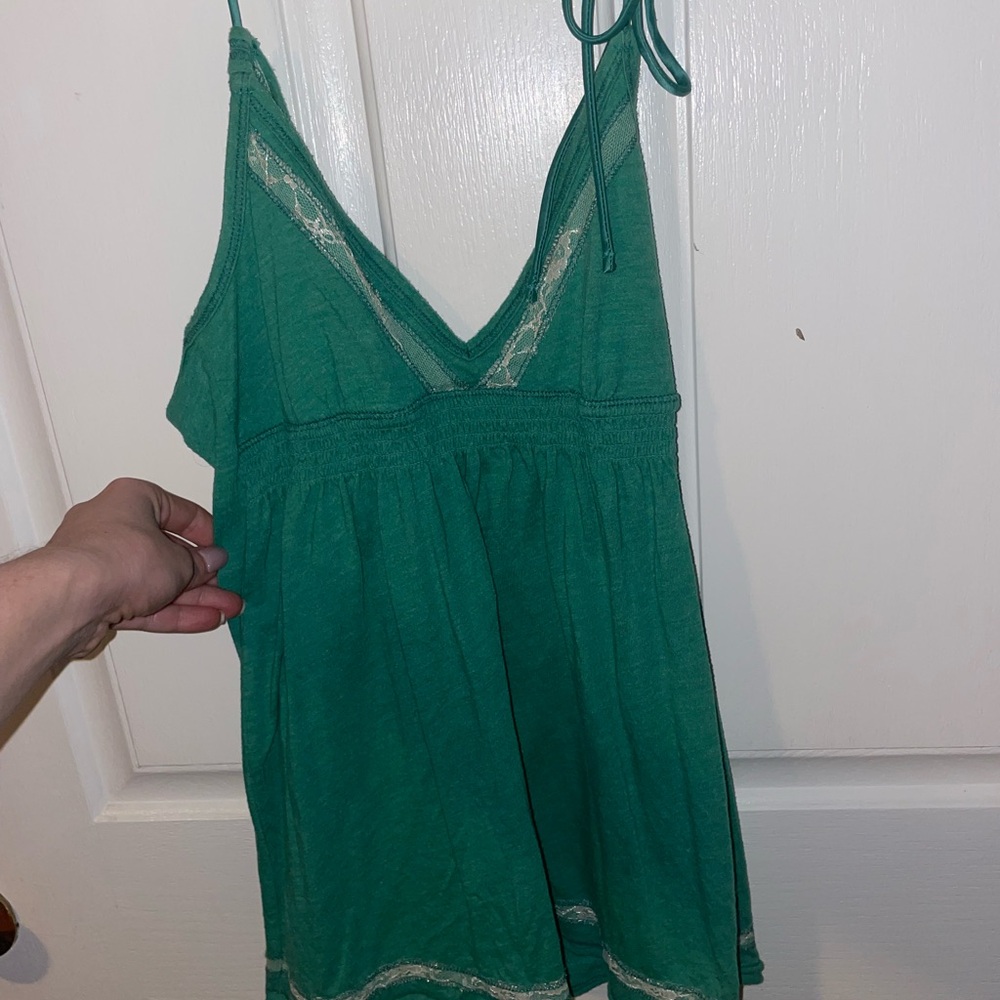 Hollister Green Lace Trim Tank Top